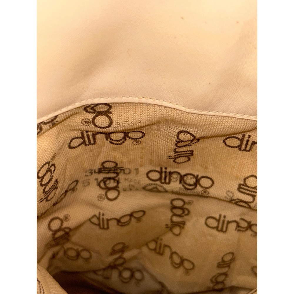 Dingo Vintage Cream Leather Slouch Boots Bow Tie Stacked Heel Pointed Toe Size 9 - Picture 12 of 12